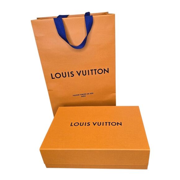 Authentic Louis Vuitton Luxury Orange Blue Empty Box 10.75"x 7.25"x3.125"  & Bag - Picture 1 of 15